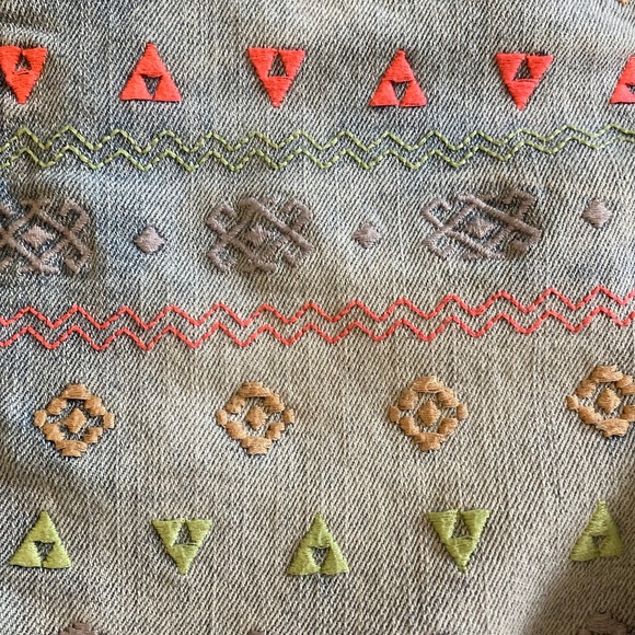Cherokee Geometric Embroidered Blue Jean Shorts - Picture 4 of 5